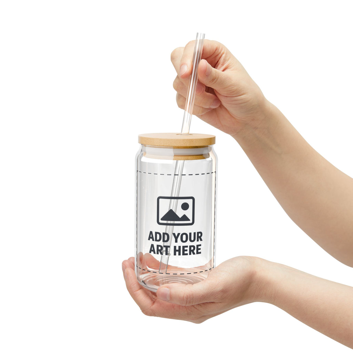 Personalized 16oz Sipper Glass with Bamboo Lid and Straw