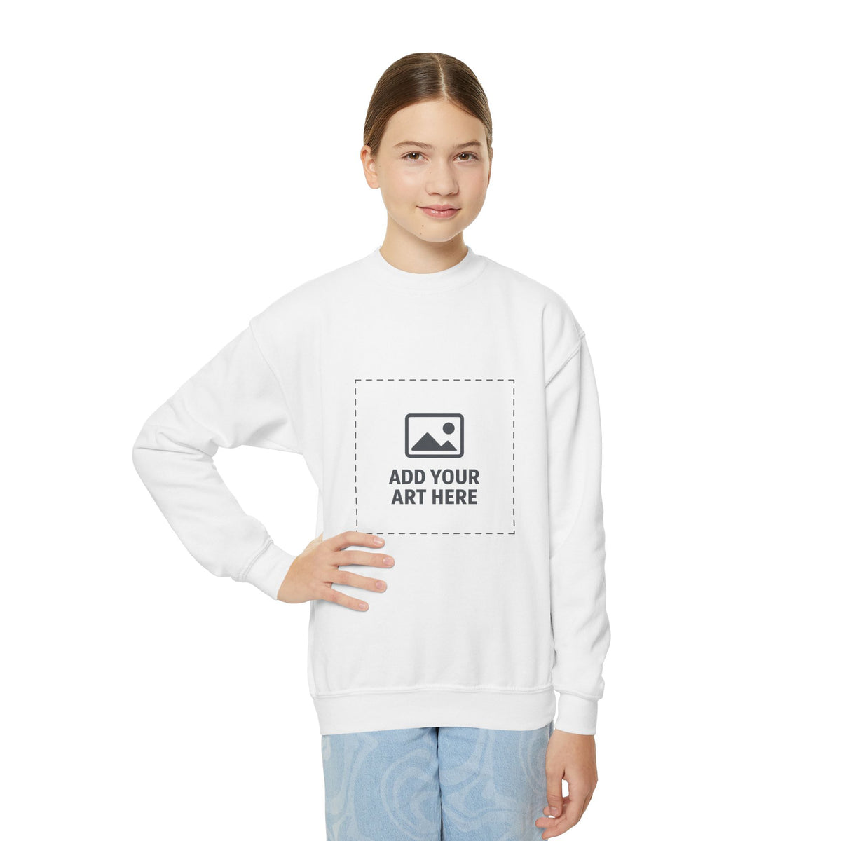 Youth Crewneck Sweatshirt - Customizable Add Your Art Here Graphic