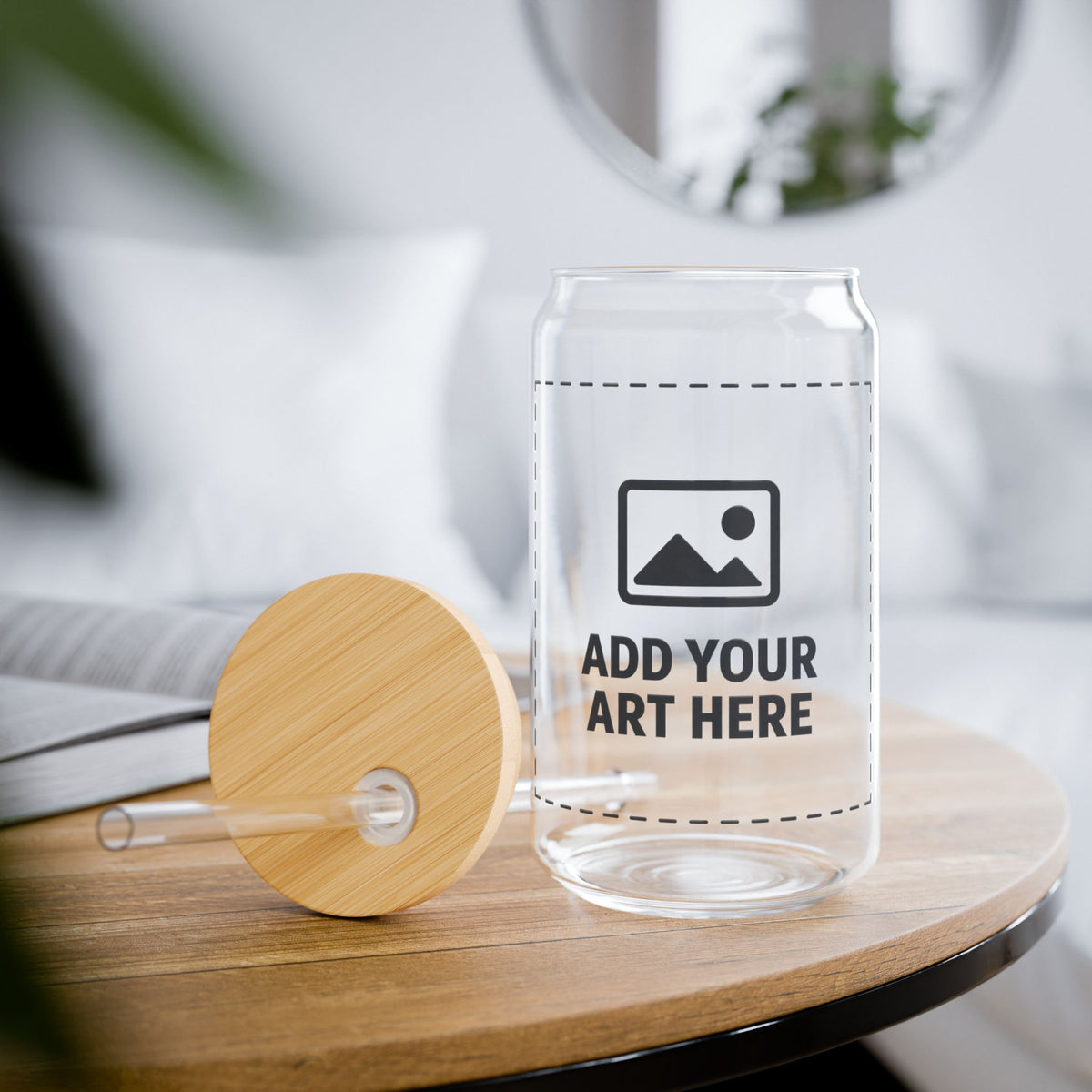 Personalized 16oz Sipper Glass with Bamboo Lid and Straw